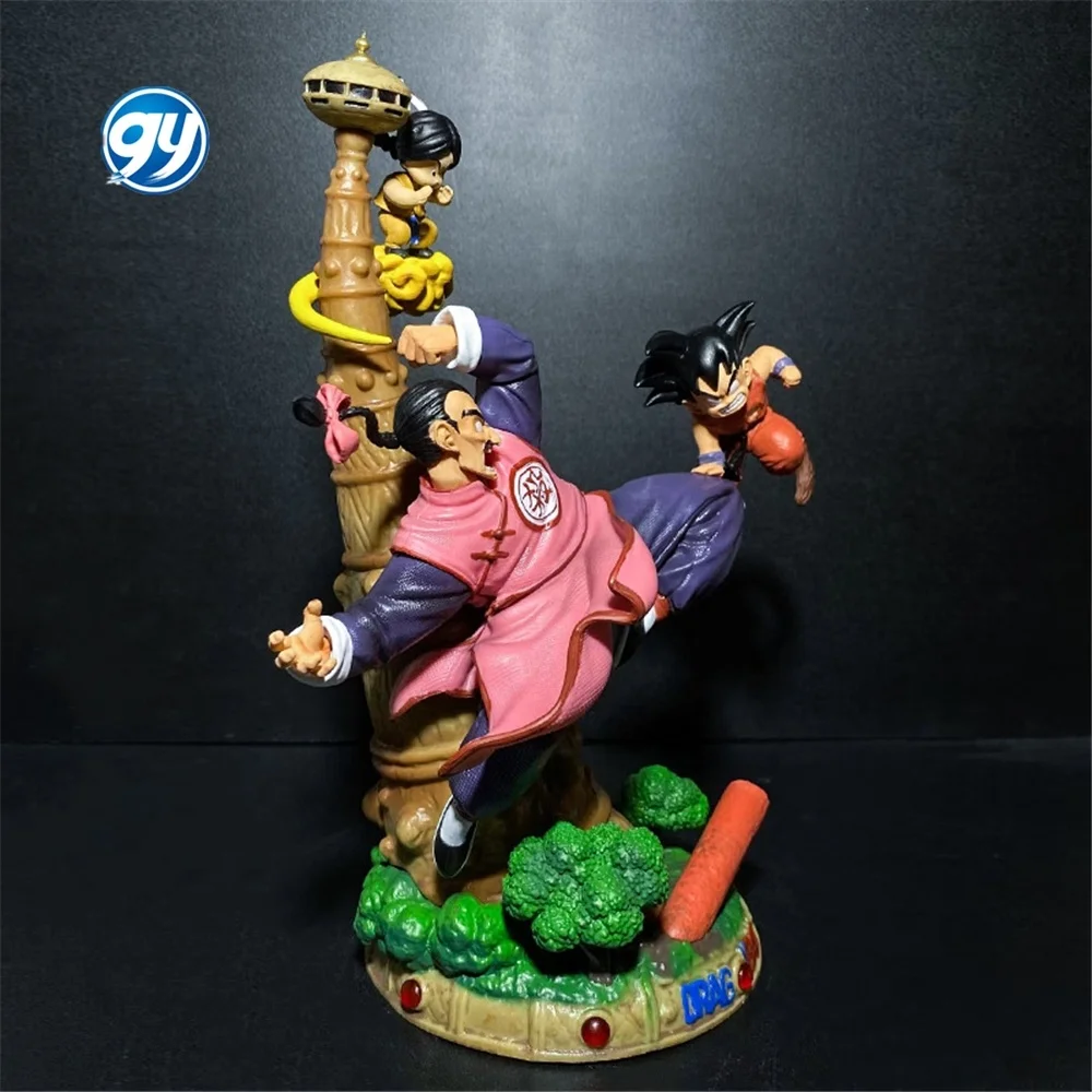 28cm  Seven Dragoned a Ball Peach White vs Wukong Moke Wusi Immortal Tower Scene Handmade Decoration Model Gift