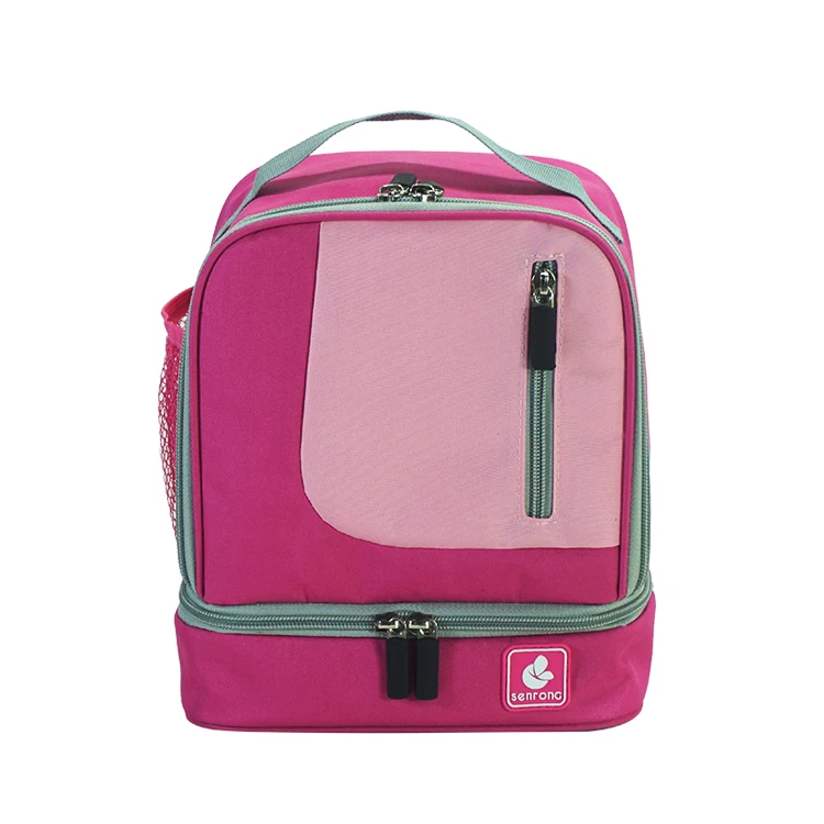 Large Capacity Reusable Green Insulated Cooler Lunch Bag Thermal Compartment Waterproof Letter Pattern Design