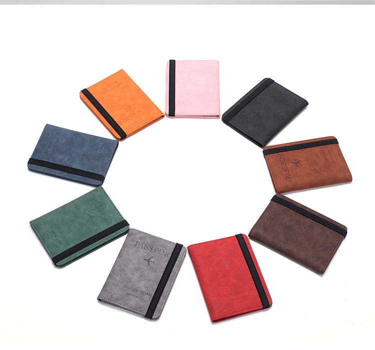 High Quality Custom Logo Pu Leather Passport Cover Rfid Blocking Passport Holder Travel Wallet With Card Case