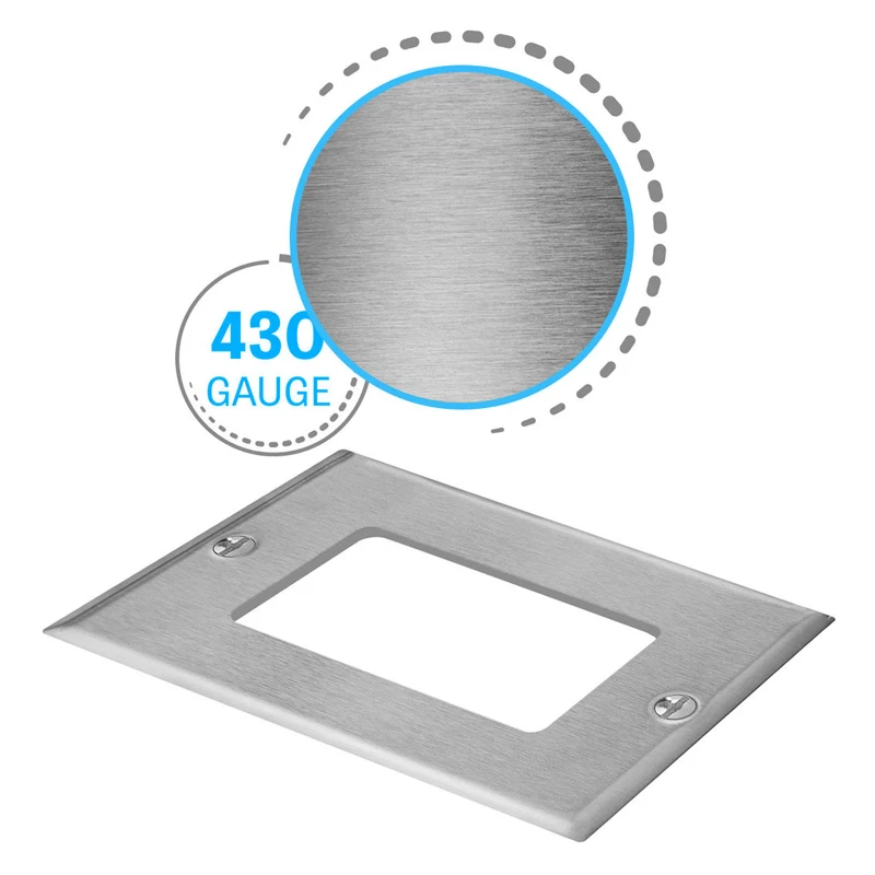 Hooanke 1 2 3 4-Gang Corrosion Resistant 2.15 Receptacle Wallplate Stainless Steel