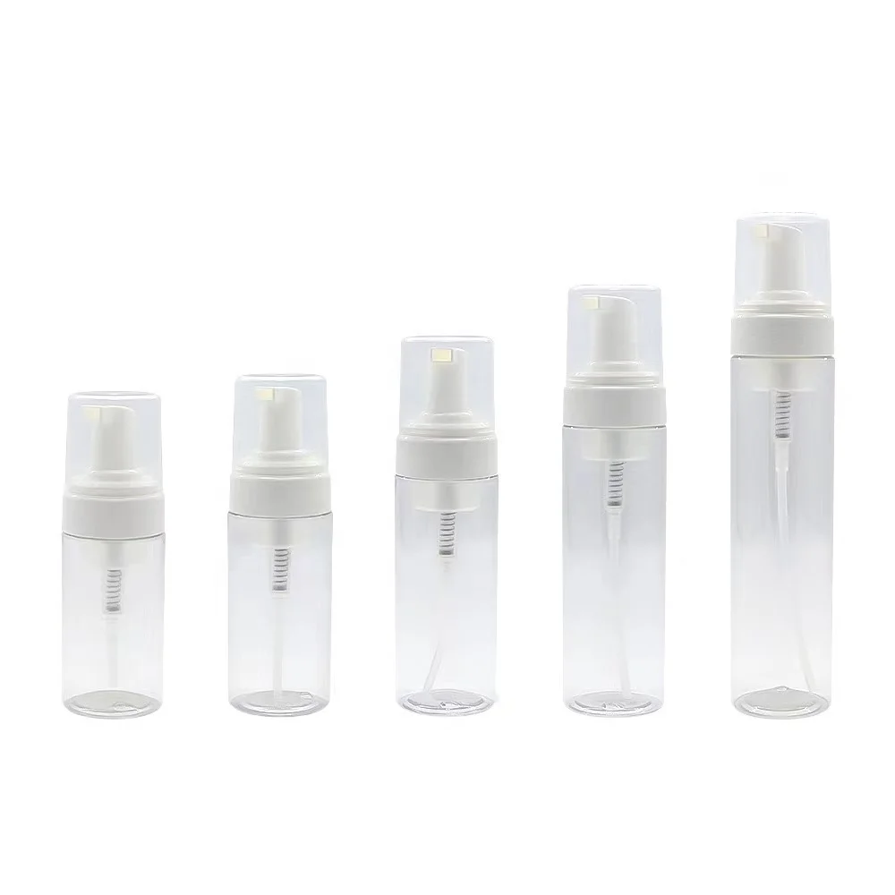 Empty 100ml 120ml 150ml 200ml 260ml plastic transparent 4oz cleanser foam pump bottle foam pump white