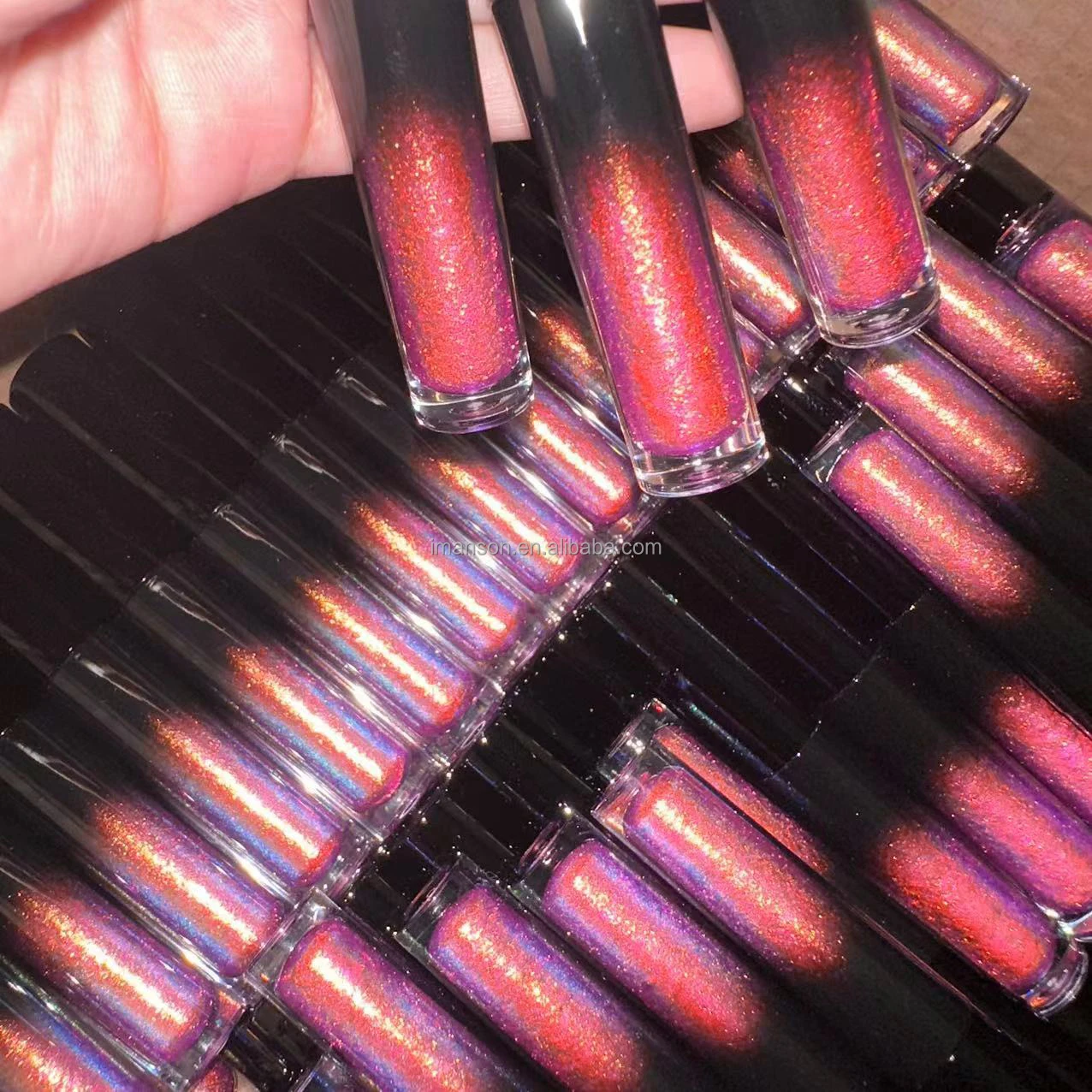 Private Label Cosmetics Color Changing Chameleon Lip Makeup Pink Green Duochrome Lipgloss