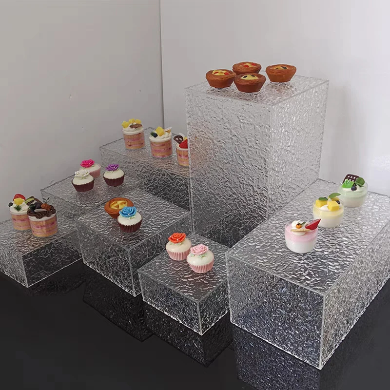 Custom Acrylic Riser Stand Buffet Table Food Display Stands Nesting Dessert Risers Cube Lucite Display Box for Wedding