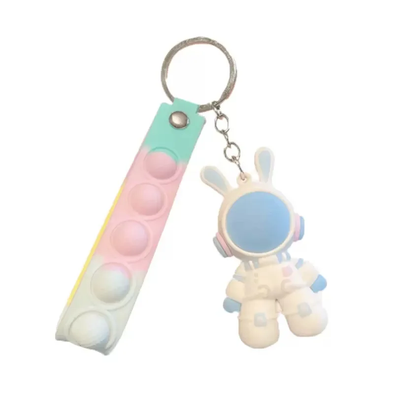 New 3D Mini Creative PVC Cartoon Character Keychain Space Rabbit Astronaut Key Ring Fashionable PVC Plush Keychain