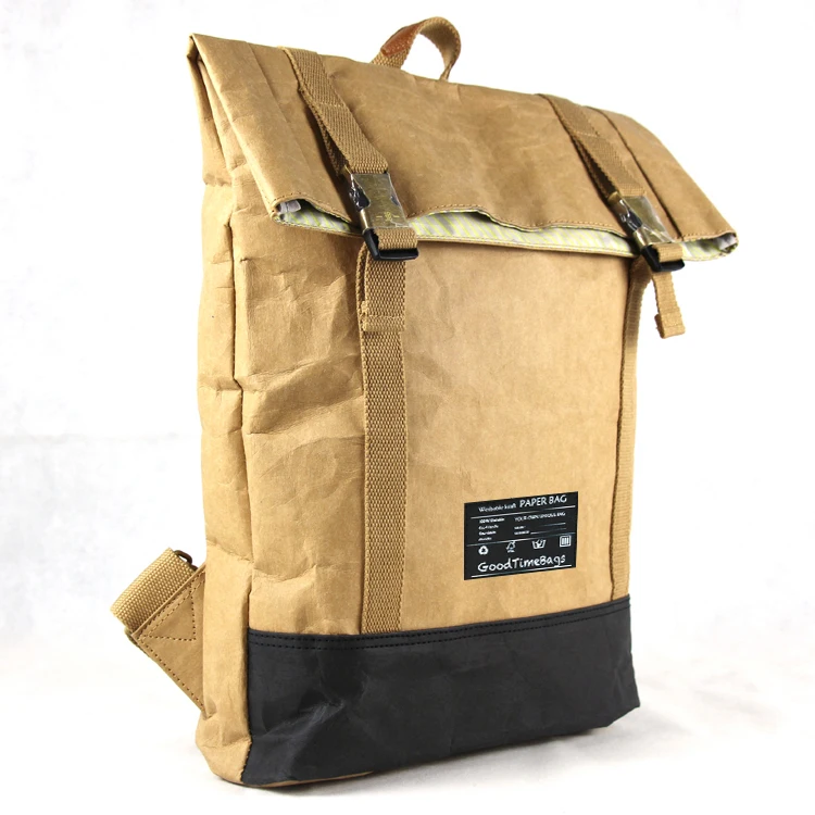 newest design Washable kraft paper backpack bag