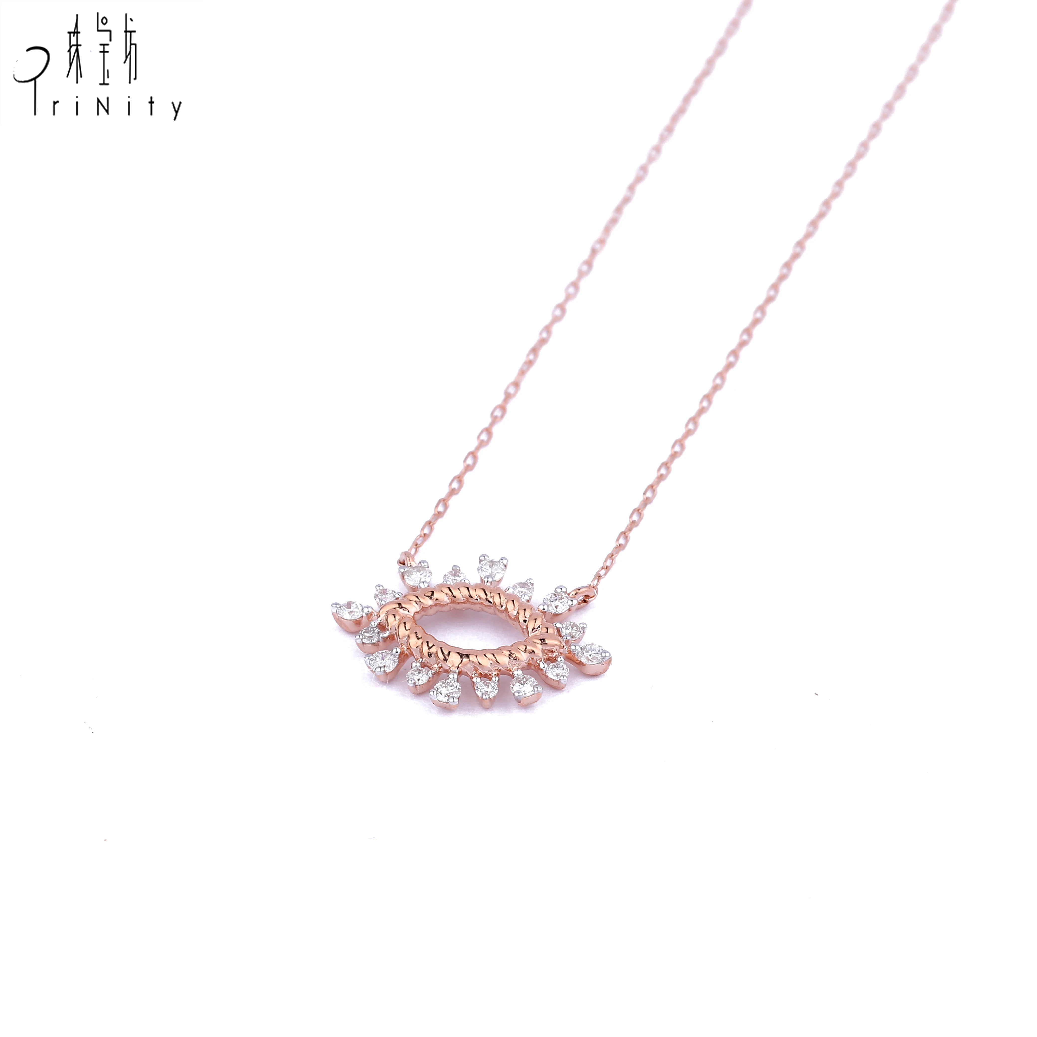 Latest Jewellery Design Natural Diamond Jewelry 18K Rose Gold Necklace Chain For Women