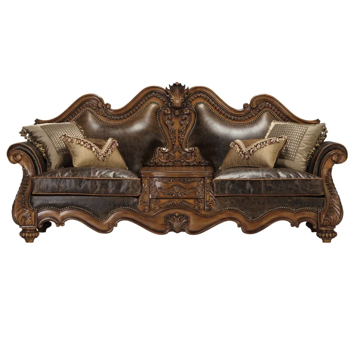 
Custom Furniture Premium Wooden Genuine Leather Luxury Villa Hotel Carving Sofa Designs Antique Sofa Set 