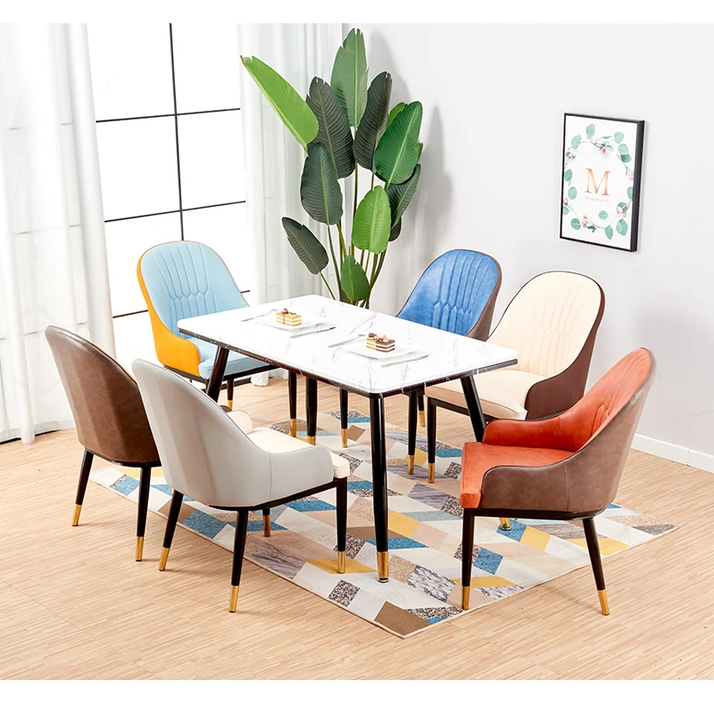 
High quality nordic furniture 4 dining chair modern fabric chair dining table set for hotel 