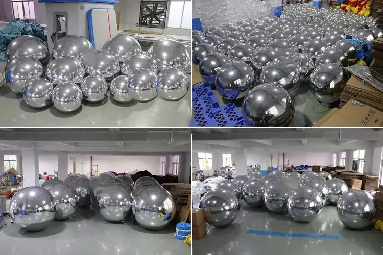 Outdoor Affordable Big Shiny Balls Inflatable Silver Smooth Shiny Ballse Balls for Event for sale