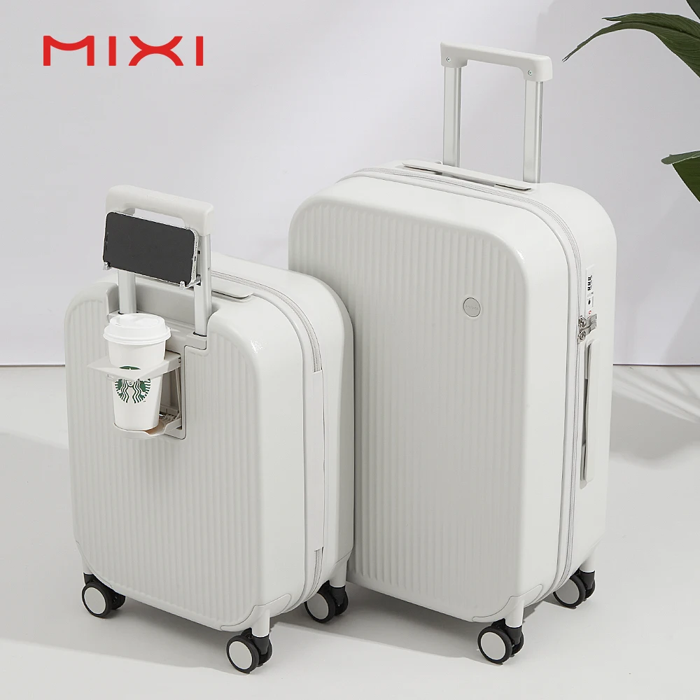 Mixi Multifunction Suitcase USB Charge Port Hard Case Aluminum Trolley Suitcase Travelling Luggage Set
