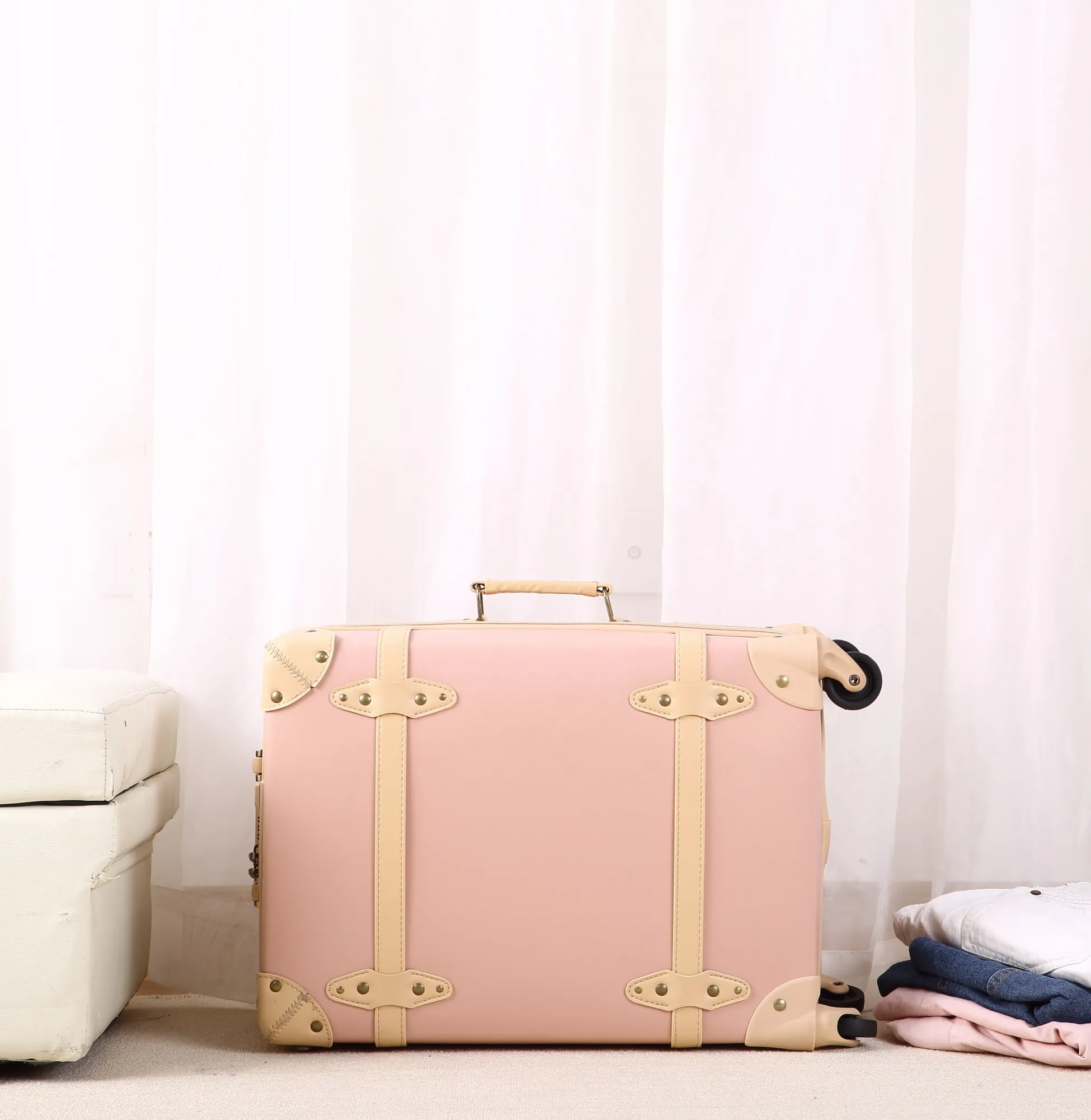 360 degree wheel PU leather hard luggage set