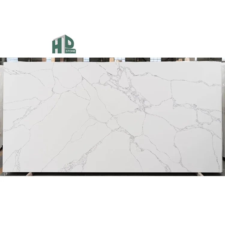 Artificial Quartz Marble Granite Stone Carrara White Calacatta Vanity Quartz Countertop with Grey Veins