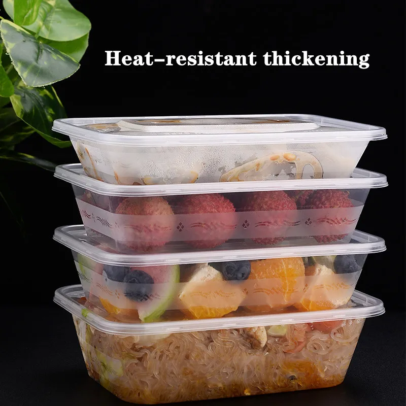 1000ml Rectangular Food Container Packing Use PP Disposable Plastic Microwave