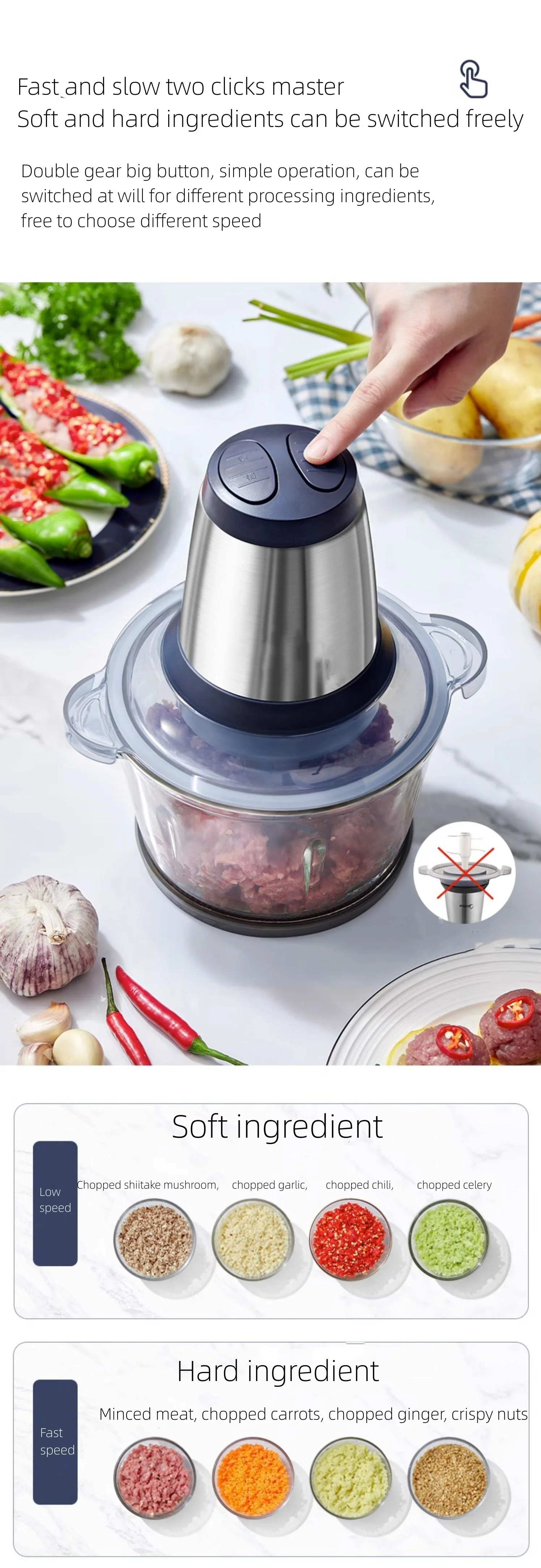 Yam Pounder Fufu Pounding Machine Commercial Stainless Steel Food Meat Chopper 6L 10L Electric Meat Grinder for Sale