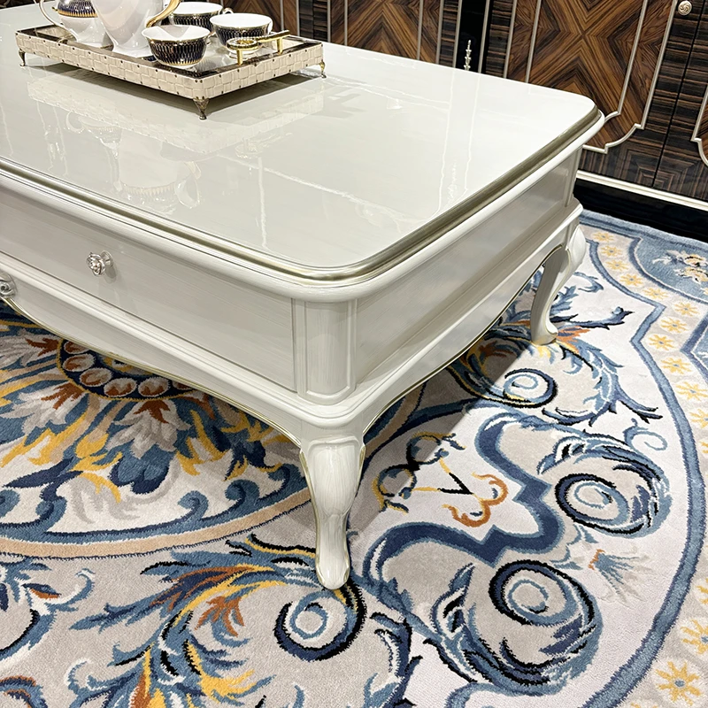 MO LAN French large coffee table European luxury solid wood with drawer tea table new classical living room furniture