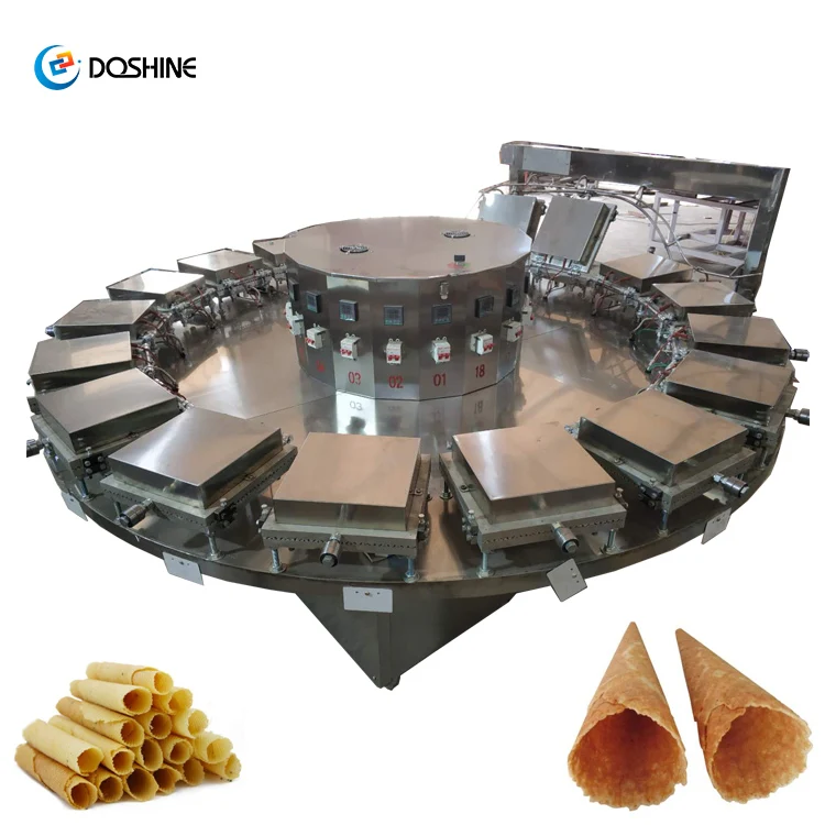 Automatic Rolled Sugar Cone Baking Machine / Ice Cream Cone Making Machine / Pizza Waffle Cone Production Line
