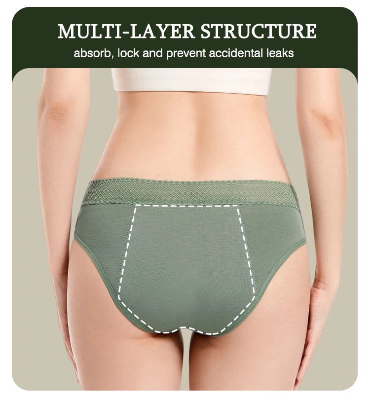 Wholesale Custom logo Leak Proof Heavy Flow Menstrual Cotton Bamboo 4 Layers Heavy Menstrual Period Panties
