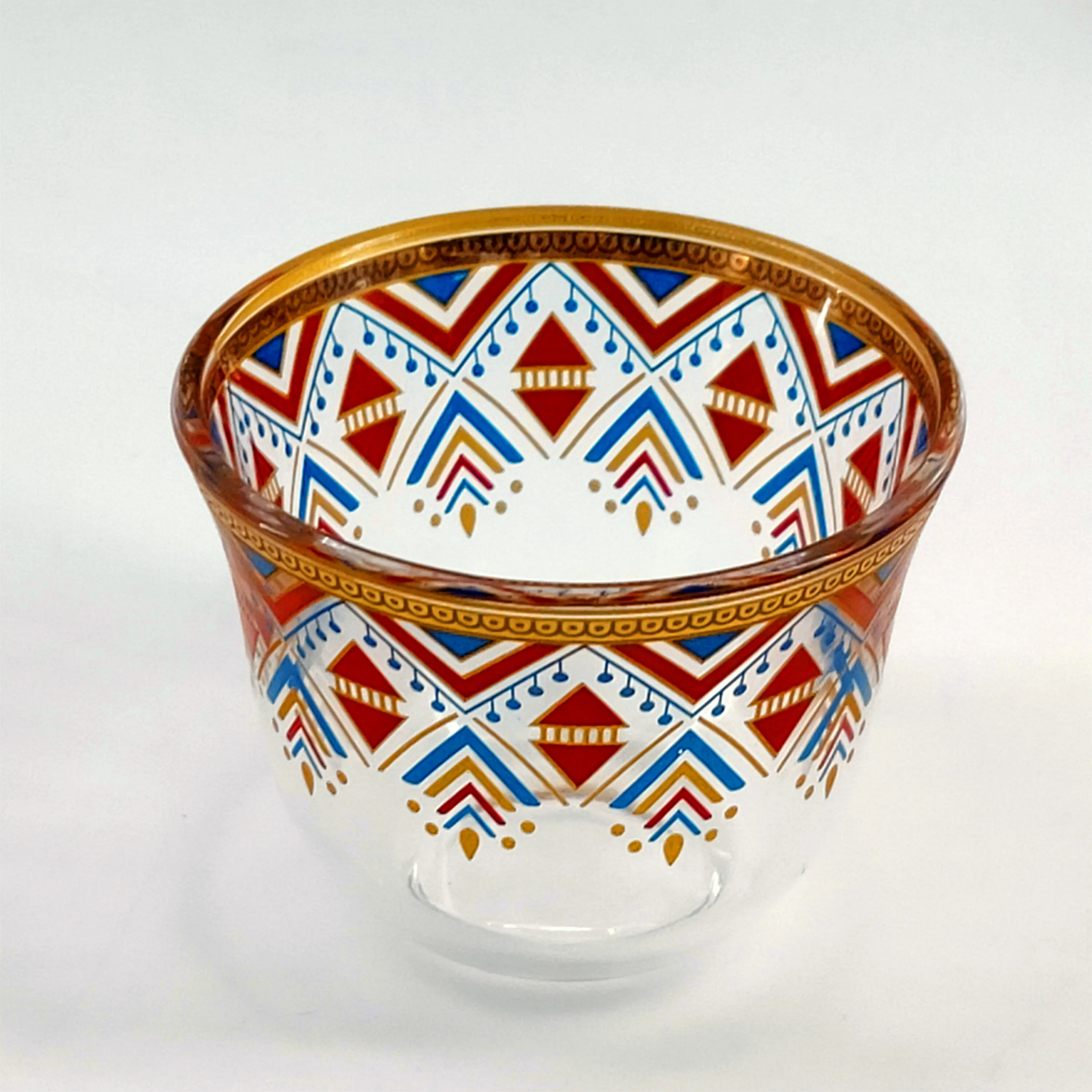 wholesale 12 in set coffee cups gold painted turkish kawa tea cup glass with saucers