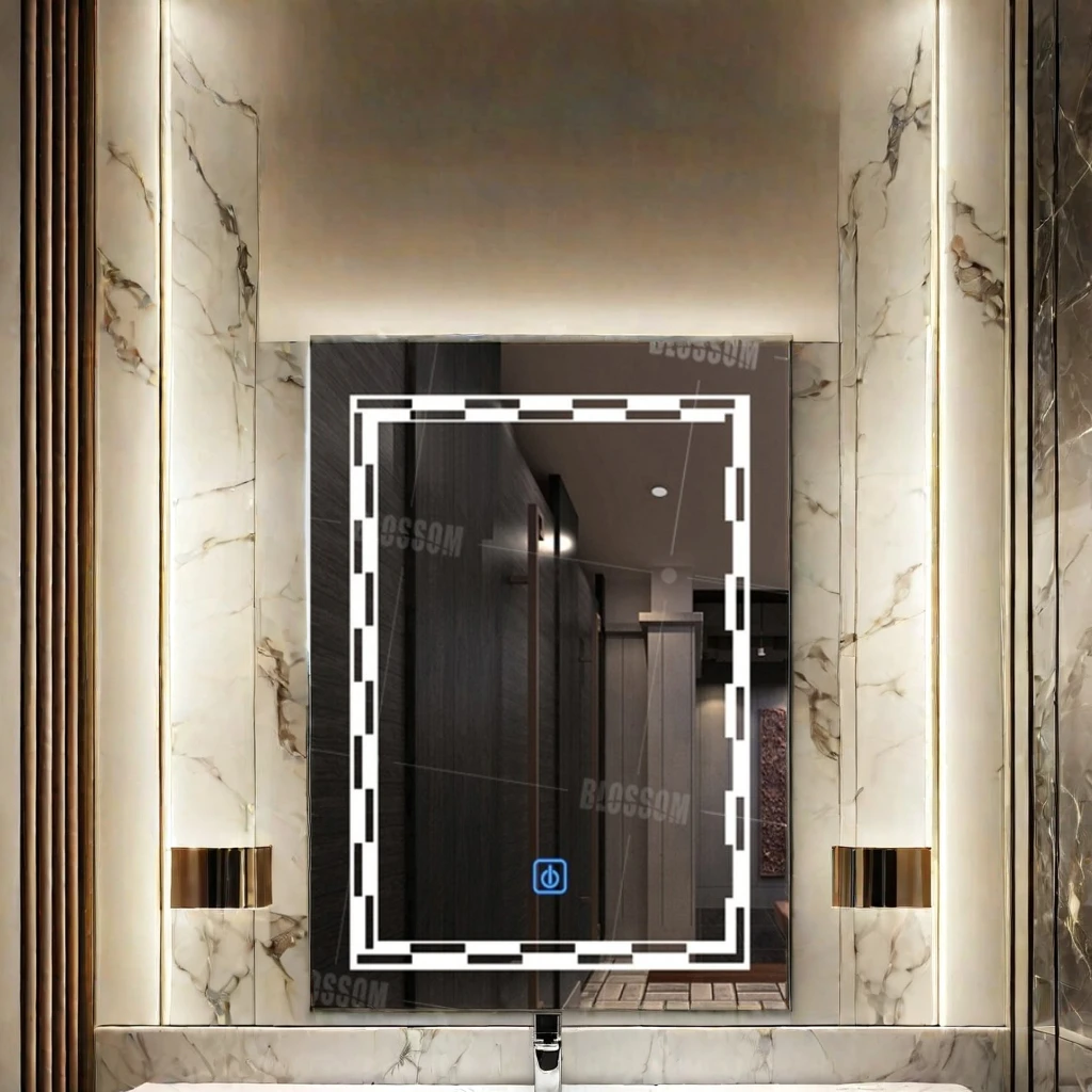 Современное светодиодное прямоугольное зеркало для ванной комнаты с подсветкой Bluetooth умное косметическое настенное домашнего использования в отеле