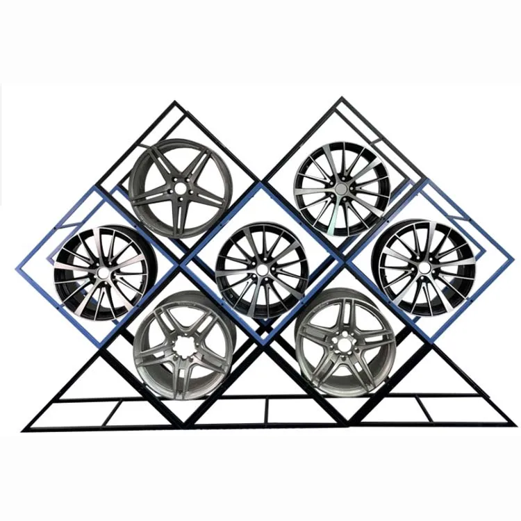 Customised Auto Parts Modification Shop Exhibition Hall Hexagon Racking Rim Metal Car Rim Rub Display Rack Tire Rack Rims And Ti