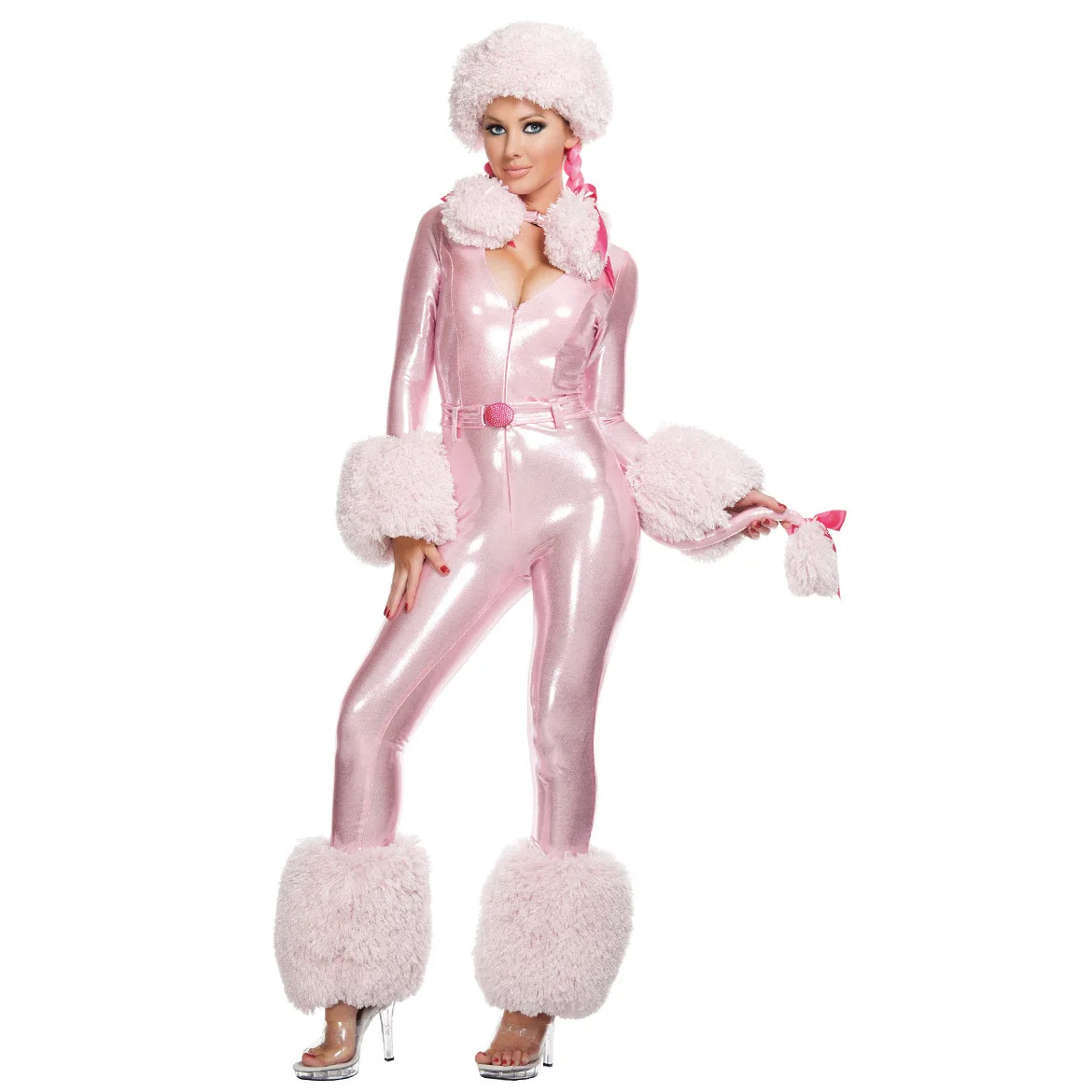 Sexy Christmas Costumes Jumpsuit Cat Girl Winter Snowman Patent Leather Performance Costume
