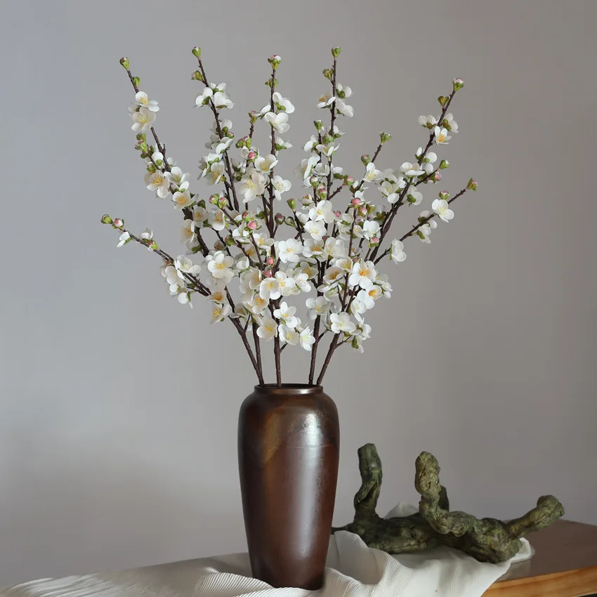 F-R0424  Artificial peach blossom branch simulation silk cloth peach pink white peach tree branches Fake Real Touch Flower