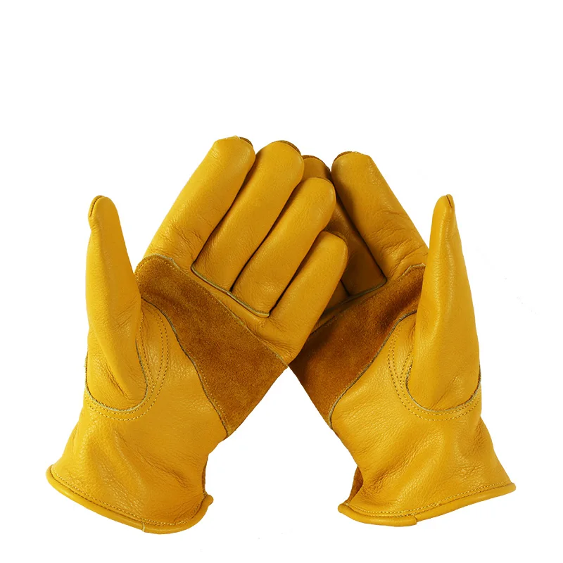 Outdoor Camping Picnic Cow Leather Heat insulation anti-skid Labor Wear-resistant Work Gloves
