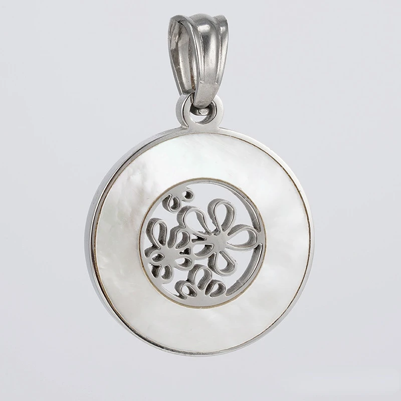 18K PVD Gold Plated Shell Inlay Stainless Steel Pendant - Tree of Life, Hamsa, Elephant, Infinity, World Map | Custom Available