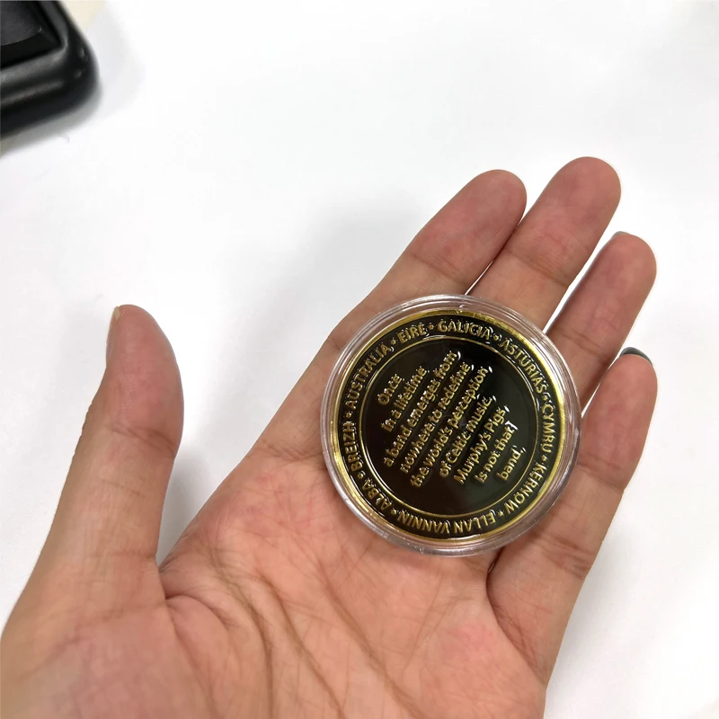 New custom acrylic feng shui christmas old silver gold metal coin protection token for sale with logo