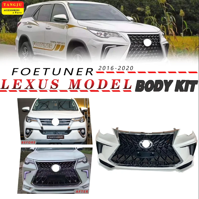 Newest Car Front Bumper Facelift Wide Conversion Bodykit Body Kit for Toyota Fortuner 2016-2019 Upgrade Change To Lexus  480usd
