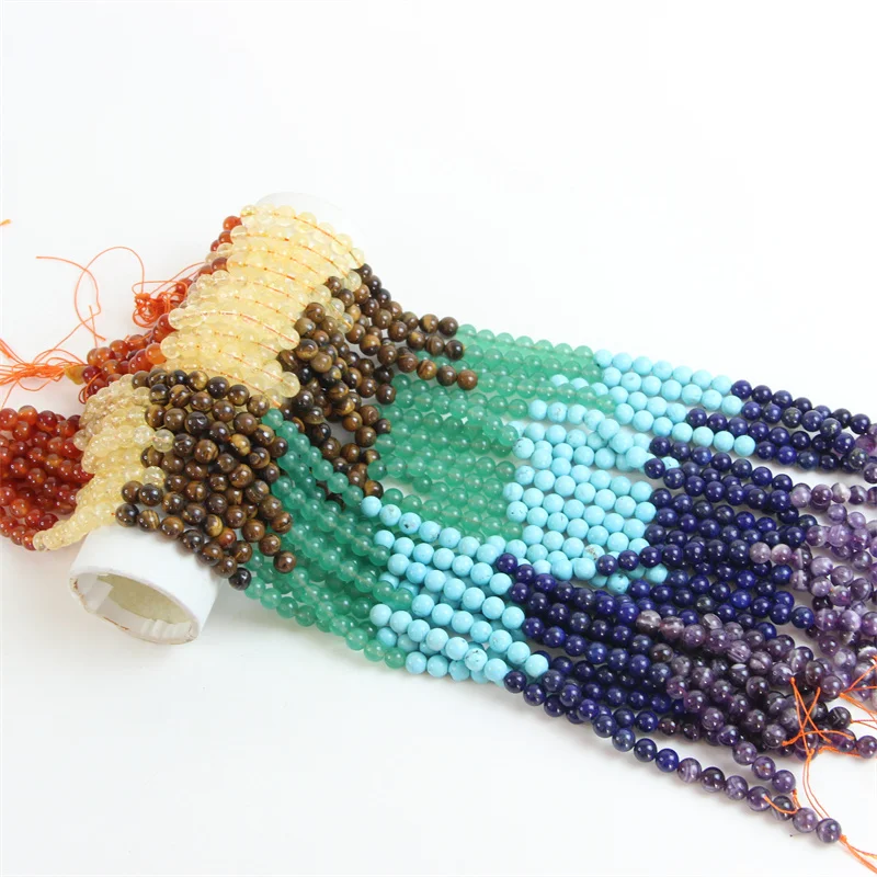 Pasirley Wholesale Natural Stone Seven Chakras Colorful Round Loose Beads for Jewelry Making Crafts Design