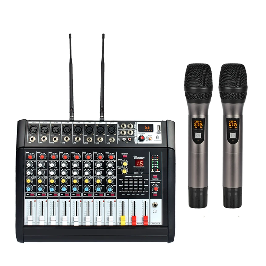 PRNOEET KW-690 audio sound system 8CH dj mixer professional stage pro audio mixer with 2 mic