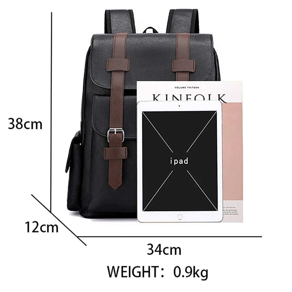 Large Capacity Soft PU Leather Backpack Leisure Fashionable College School Bag Computer Travel Laptop Backpack For Men and Women