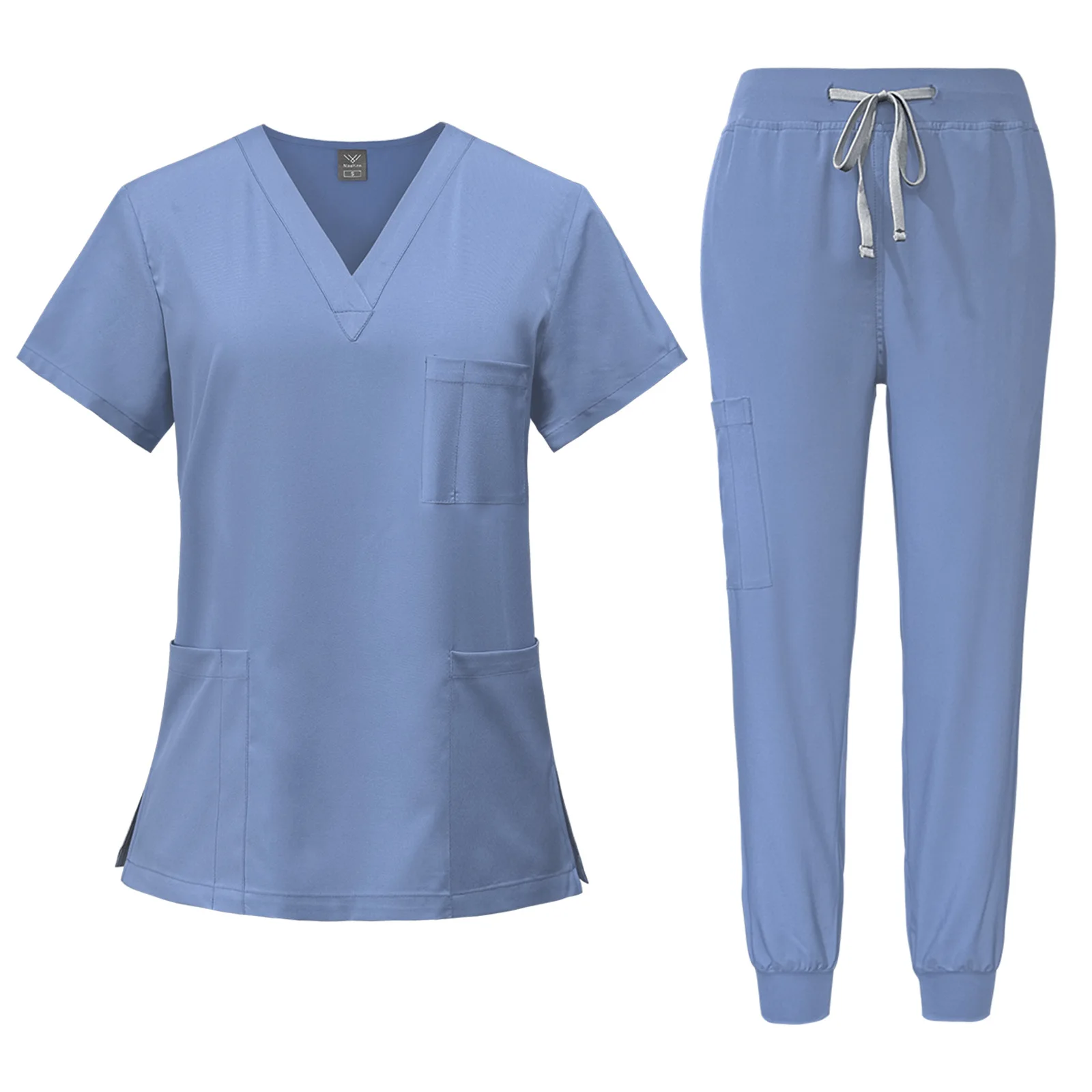 2024 Purple Uniforms Spandex Woman Scrubs Embroidered Logo Surgical Hospital Clinical Dental Nurse Scrub Sets With Nursing Hat
