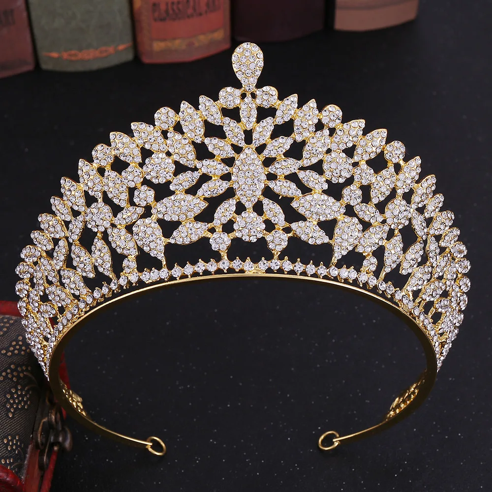 Silver Gold Bride Hair Wedding Headdresses Bridal Crystal Rhinestone Accessories Tiara Crowns Bride Tiara for Queen Girl