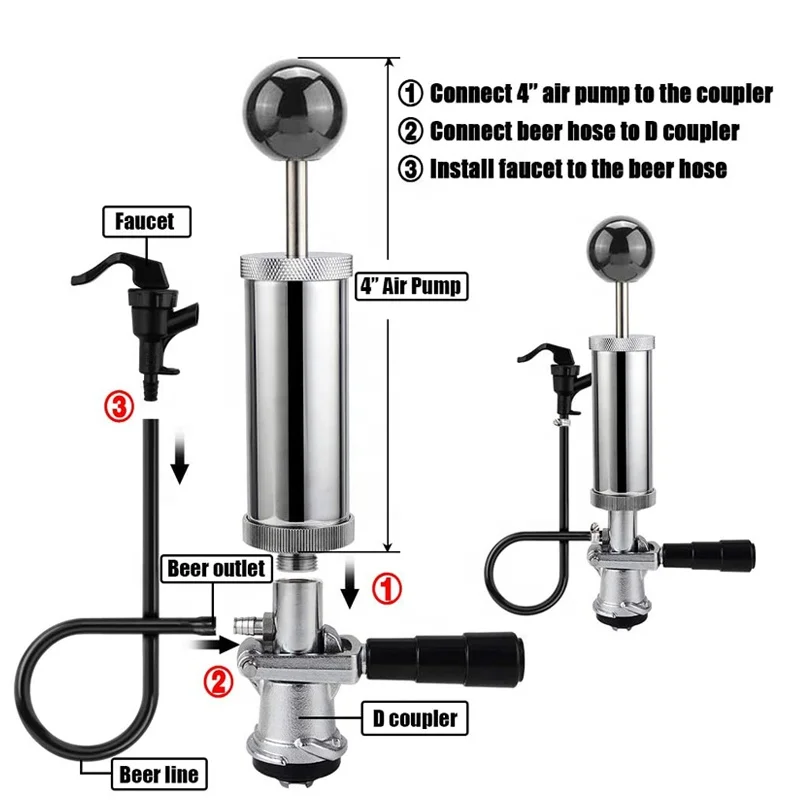 4 inch picnic pump Keg party pump, American D system beer barrel faucet party brewing Keg pump for beer