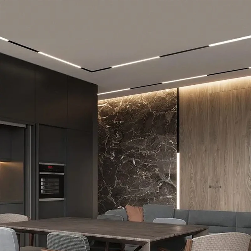 Ceiling Linear 48V Slim Rail Magnetic track Light System Ultra thin Surface Mounted Spotlight Led Magnetic Track Lighting