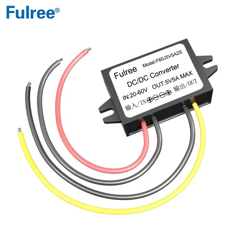 Fulree 24V 36V 48V to 5V 1A 2A 3A 5A 8A DC-DC Step Down Voltage Converter Regulator 48VDC to 5VDC Buck Power Supply