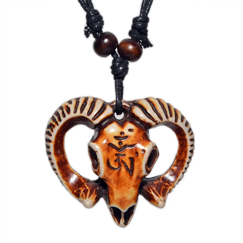 FX007 Bone necklace Argali sheep skull pendant Cool men Choker Retro Jewelry Tribal style Imitation Yak Bone necklace Amulet