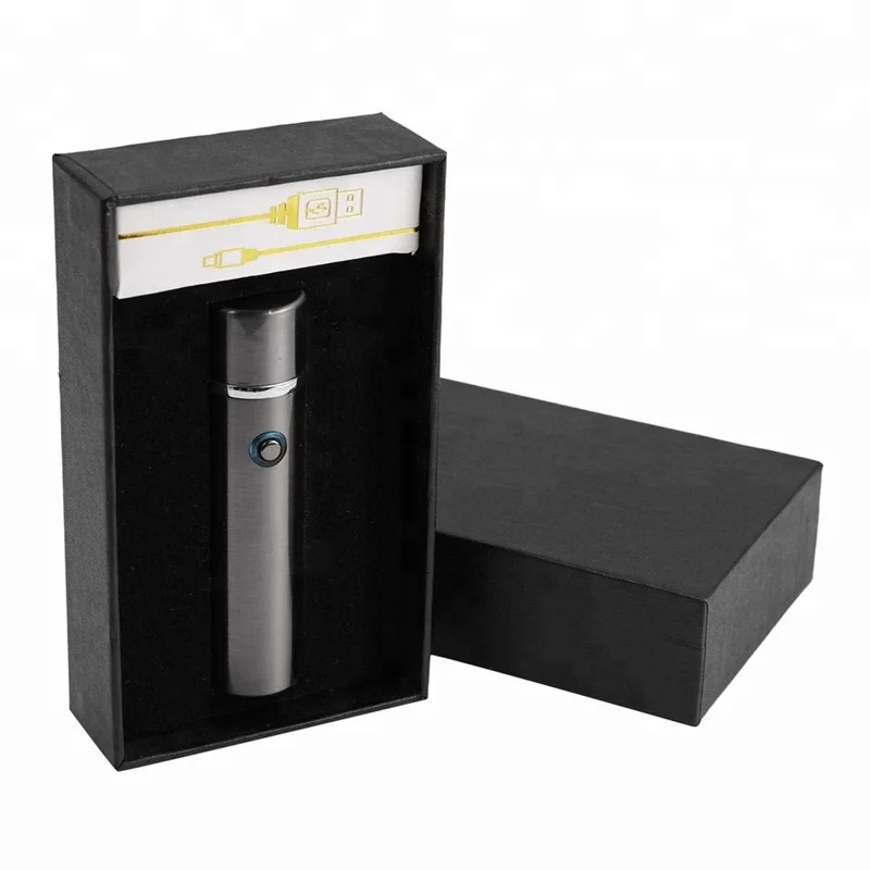 Wholesale flameless round custom electronic metal windproof lighter rechargeable usb cigarette dual arc lighter