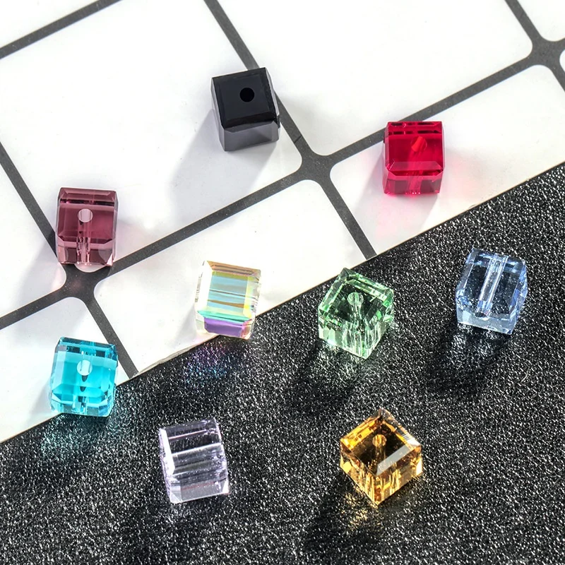 K9 Glass High Quality Cube Crystal Glass Beads For Earring