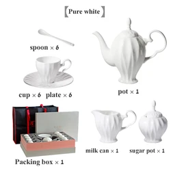 white  ceramic  bone china  British tea  pot  teaware Coffee Set Afternoon coffee set