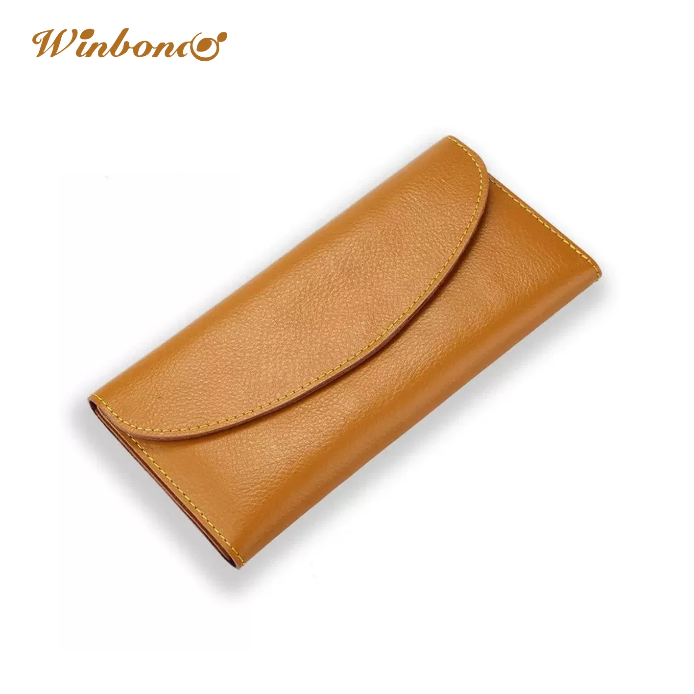 Factory Direct Business Card Holder Genuine Leather Brown Wallet Cash Envelope Shaped Leather Wallet