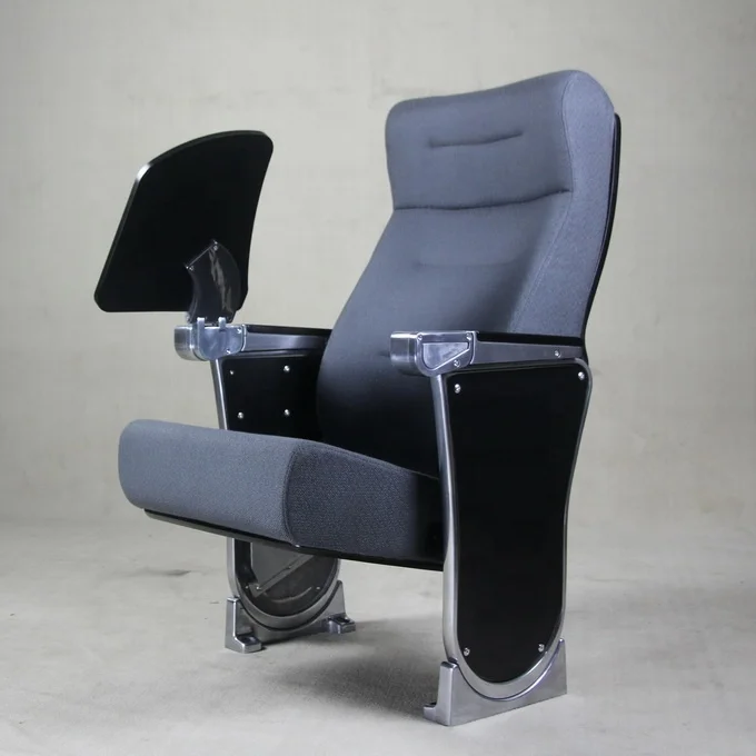 LK Style Alu Polished Auditorium Folding Chair WIth Writing Table Luxury Design Church Seat