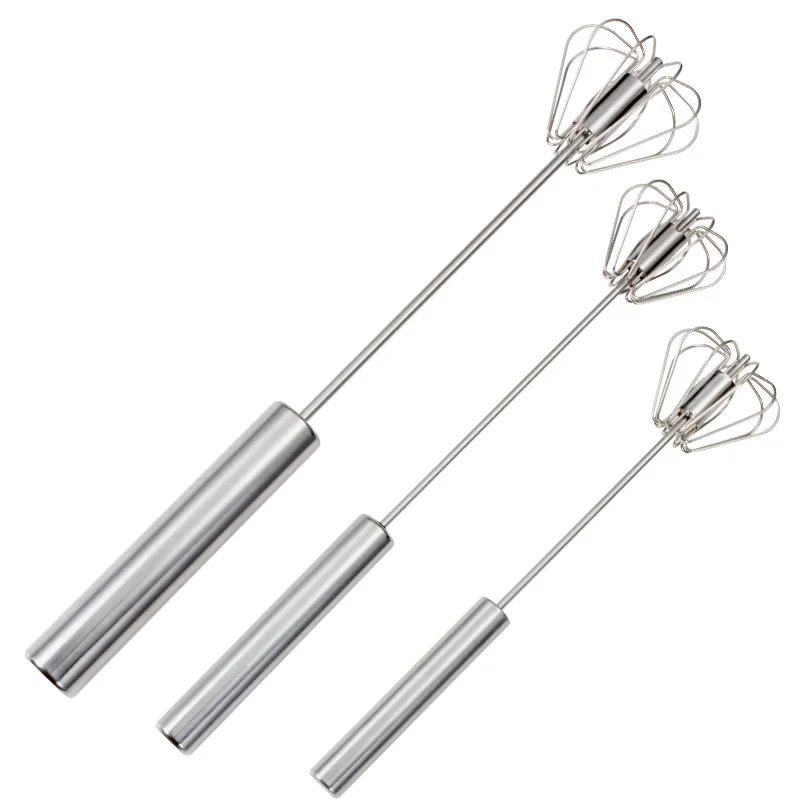 Press type whisk stainless steel semi-automatic whisk household handheld rotary whisk baking utensils