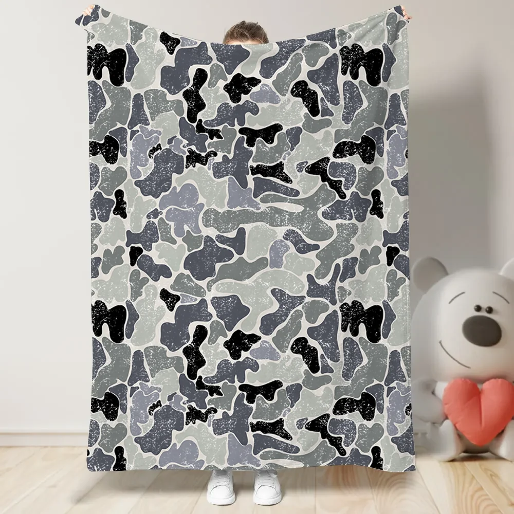 New 150 * 200 CM Flannel Distressed Camouflage Hunting Retro Camo Blanket