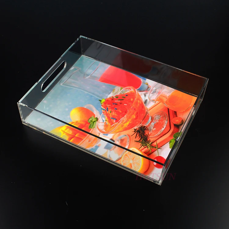 High gross clear plexiglass tray with insert