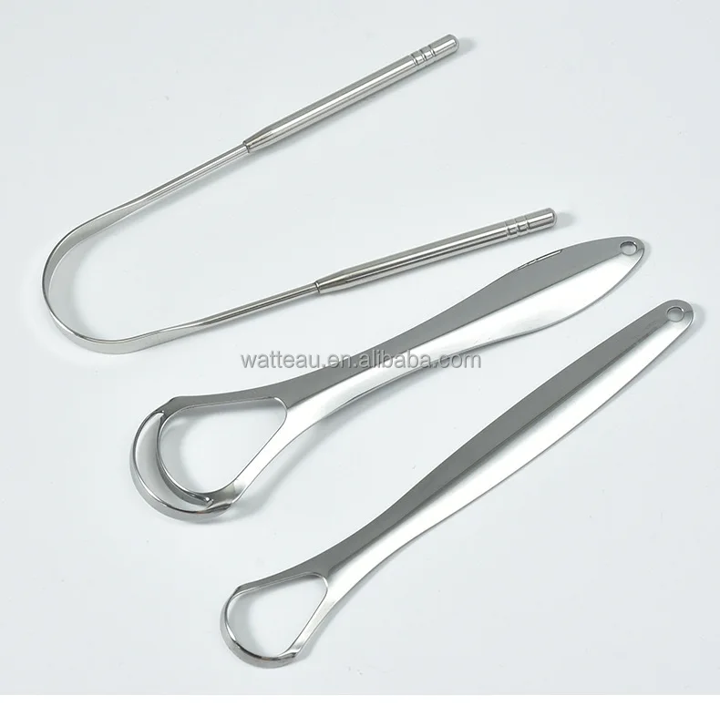 impiador de lengua Metal Tongue Scrapper Gratte Langue Custom Logo Stainless Steel Tongue Cleaner Scraper for Adults