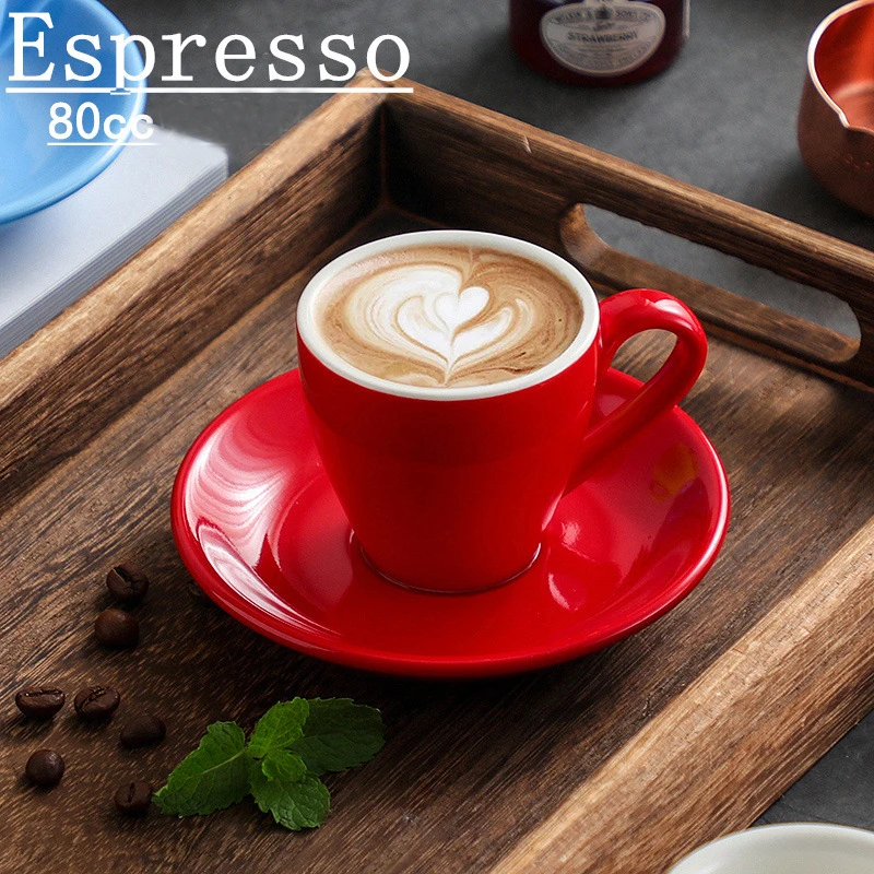 Custom logo ceramic 80cc espresso coffee cup and saucer white porcelain tea cup dish with your design