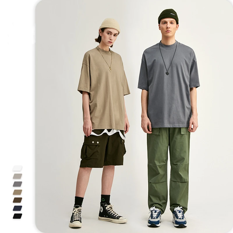 Cotton Plain Custom Printing Logo T Shirts Unisex Heavyweight Streetwear Plus Size Men T-Shirt